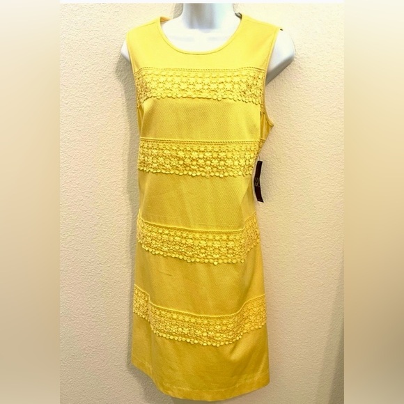 New York & Company Yellow Sleeveless Sheath Dress - Picture 2 of 12